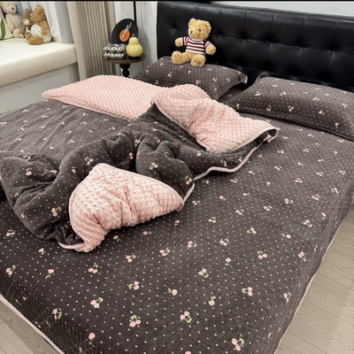 牛奶绒保暖床盖四件套加绒三件套