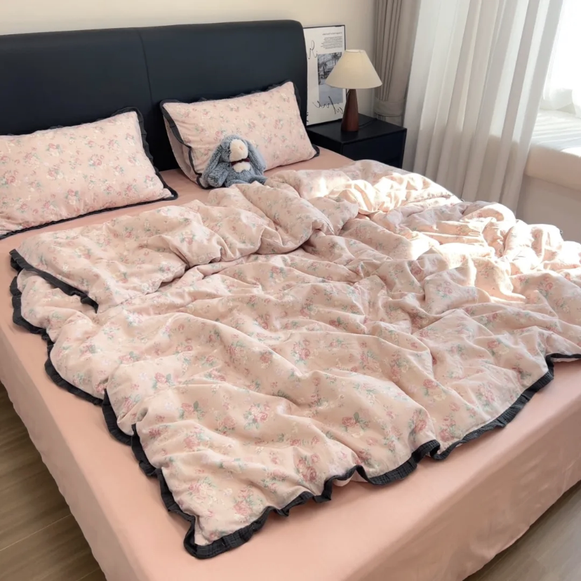 梦幻淑女甜美清新纯棉纱布棉纱四件套全棉双层纱床单款床笠款床品