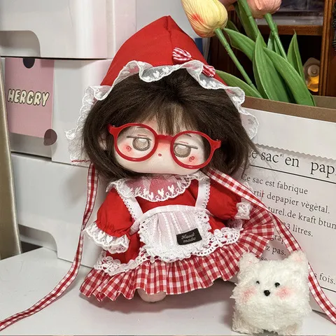 毛绒连衣裙子10cm20cm娃衣服一件娃娃玩偶女套装棉花换装