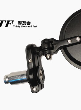 适用GV3c00S摩托车改装车把后视镜可折叠复古金属制倒后万向分段