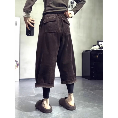 现货秒发，灯芯绒时尚阔腿裤子女