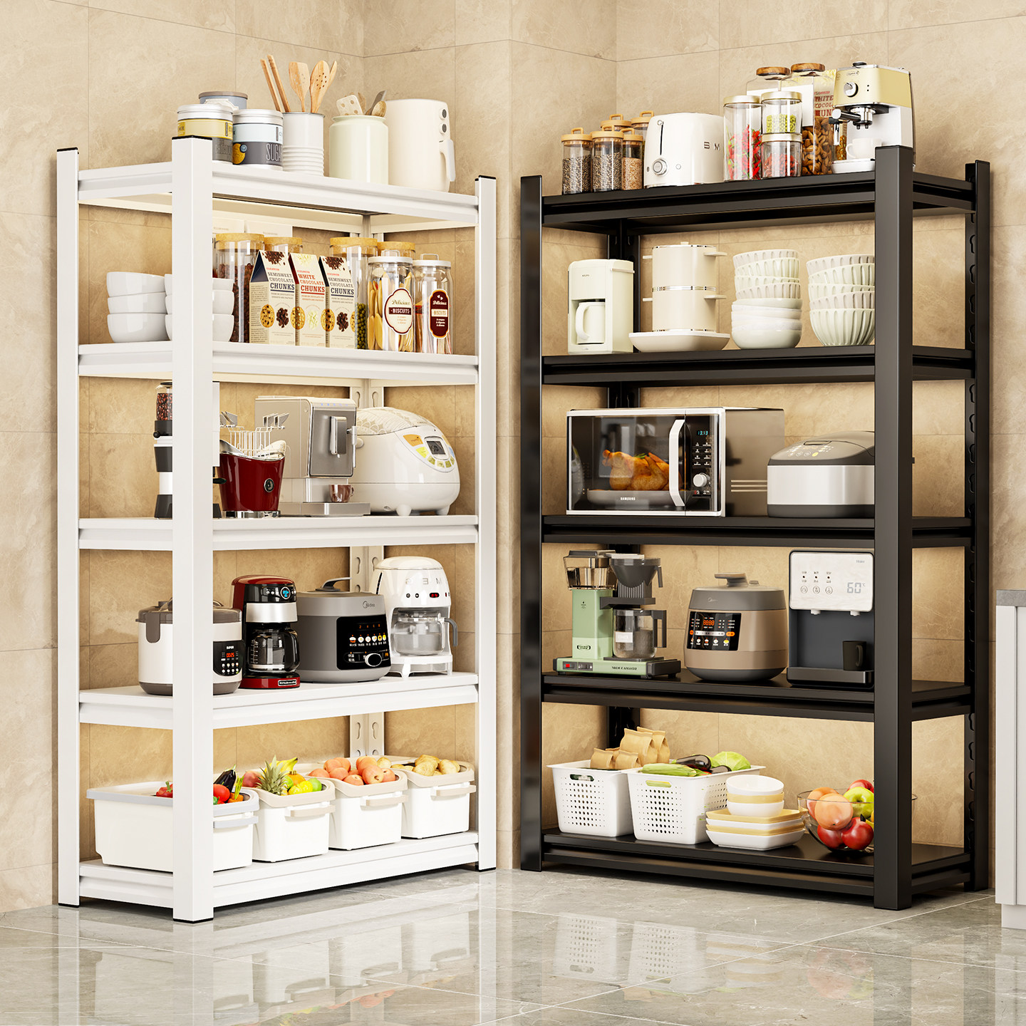 厨房置物架带轮落地多层家用多功能锅具烤箱碗碟微波炉收纳储物架,厨房/烹饪用具,微波炉置物架,淘宝优惠券,粉丝福利购,淘宝优惠卷