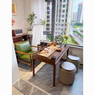 宋氏美学乌金木家用阳台收纳茶台茶桌高端客厅小户型茶桌阳台茶桌