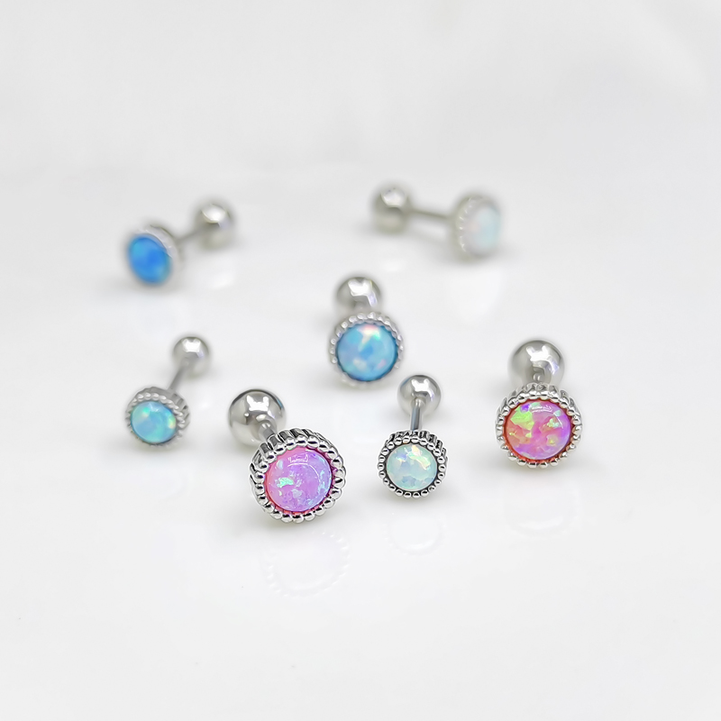 个性澳宝欧泊耳钉钛钢耳蜗螺丝扣