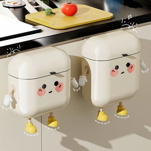 垃圾桶家用厨房专用免弯腰壁挂式高颜值2025新款可爱带盖厕所纸篓