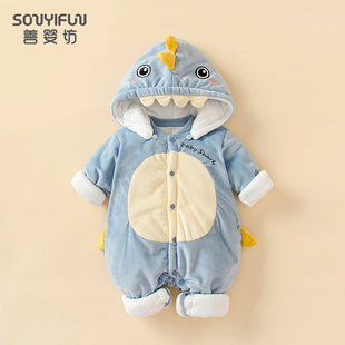 婴儿衣服冬装新生儿宝宝冬季连体衣超萌洋气可爱外出棉服棉衣套装