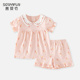 竹节棉外出公主衣服套装 洋气薄款 婴儿女宝宝纯棉短袖 女童儿童夏装