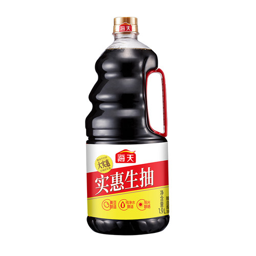 海天实惠生抽酱油1.9L大实惠优选黄豆酿造家用厨房炒菜烹饪