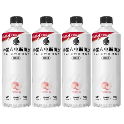 外星人电解质水600ml*4瓶白桃荔枝海盐味零糖饮料运动健身shm