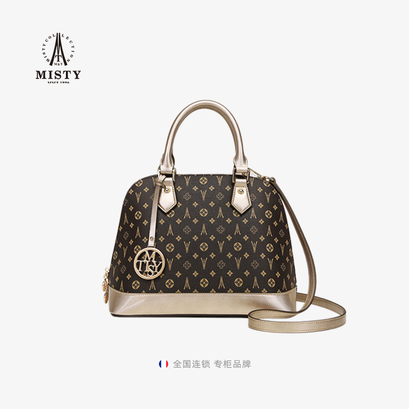 【商场同款】Misty米堤女包2023春新款老花妈妈斜挎手提包贝壳包