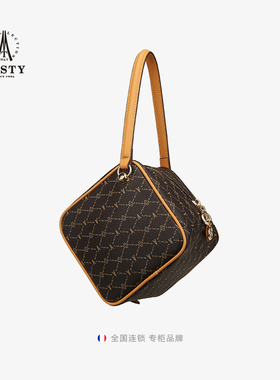 【商场同款】法国米堤2024新款手拿麻将包老花方盒子斜挎包链条包