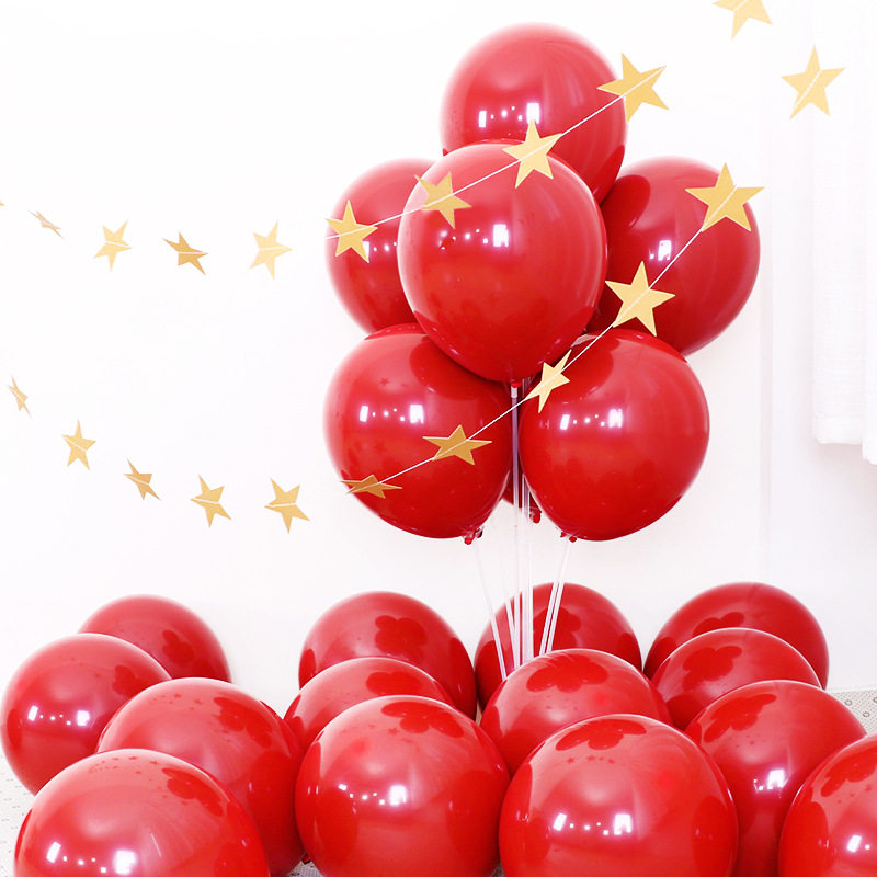 网红石榴红爱心气球双层宝石红色婚礼卧室婚庆场景布置装饰用品