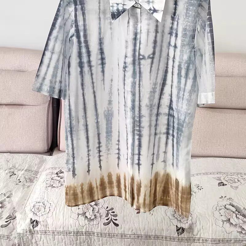 夏季莱赛尔印花中袖衬衫上衣