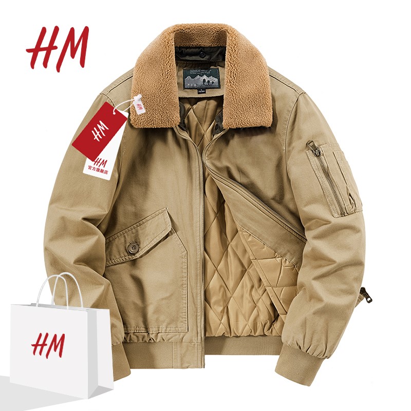 HM美式潮牌MA1飞行员机能夹克男复古棒球服秋冬夹棉加厚棉衣外套