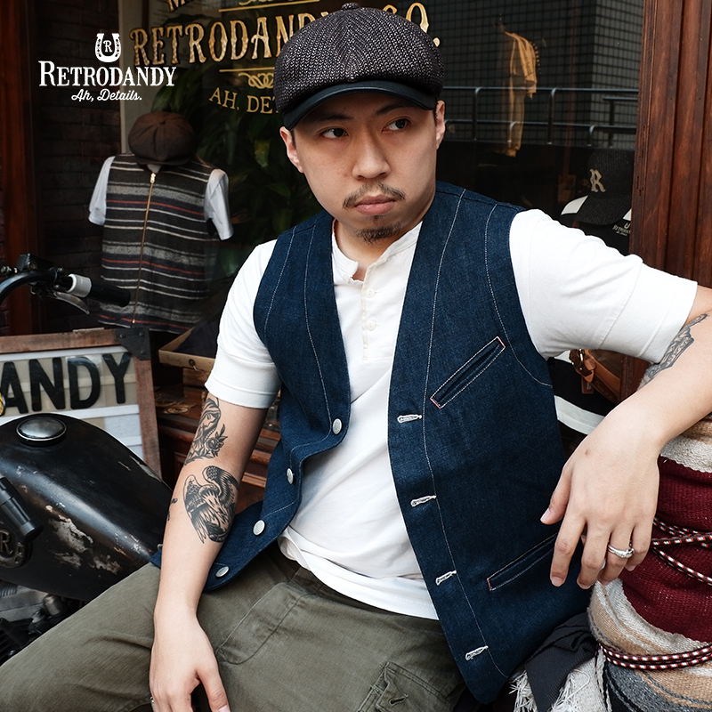 retrodandy美式复古单宁牛仔外套