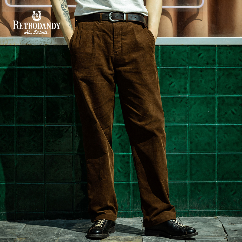 阿美咔叽美式复古灯芯绒裤子