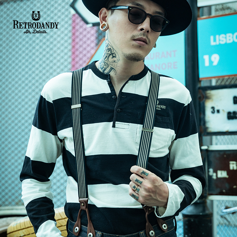 测试推荐阿美咔叽棉宽条纹长袖