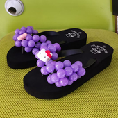 沙滩鞋 网红ins葡萄拖鞋 人字拖坡跟松糕夹脚凉拖鞋 旅游海边拍照女