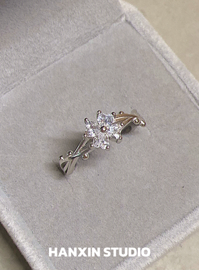 S999纯银荆棘四叶草戒指女轻奢