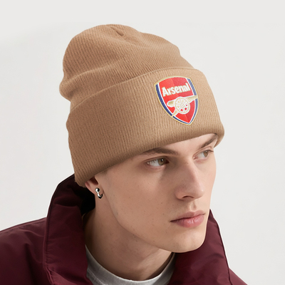 阿森纳俱乐部卡其色毛线帽简约