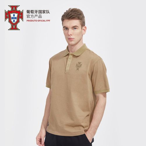 葡萄牙国家队卡其色polo复古透气