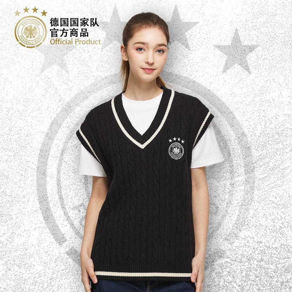 黑色针织秋冬背心德国国家队