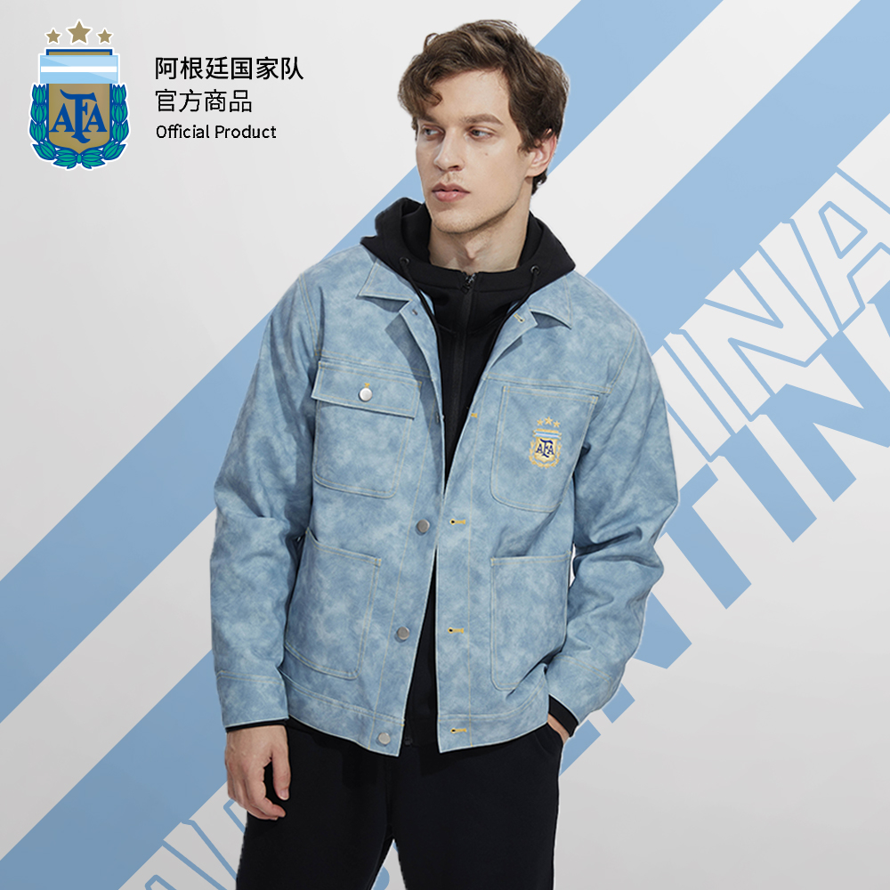 阿根廷国家队扎染PU夹克外套
