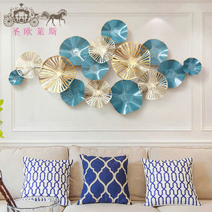 欧式铁艺圆形镂空荷叶装饰壁饰客厅墙面装饰品样板房墙饰挂件B款