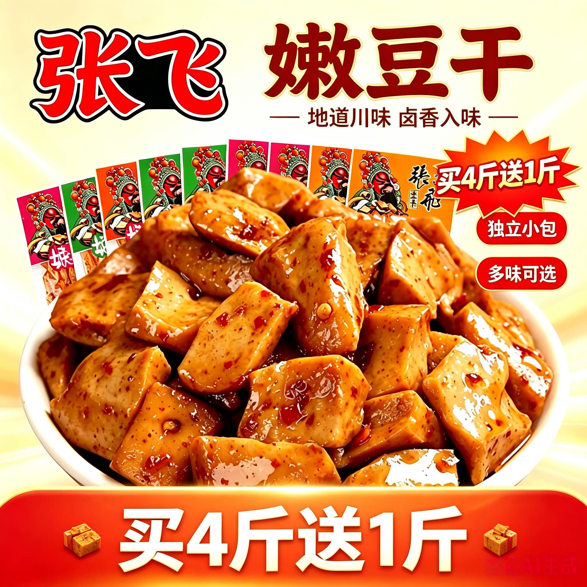 张飞嫩豆干四川重庆特产独立小包麻辣五香多味卤豆干休闲零食小吃