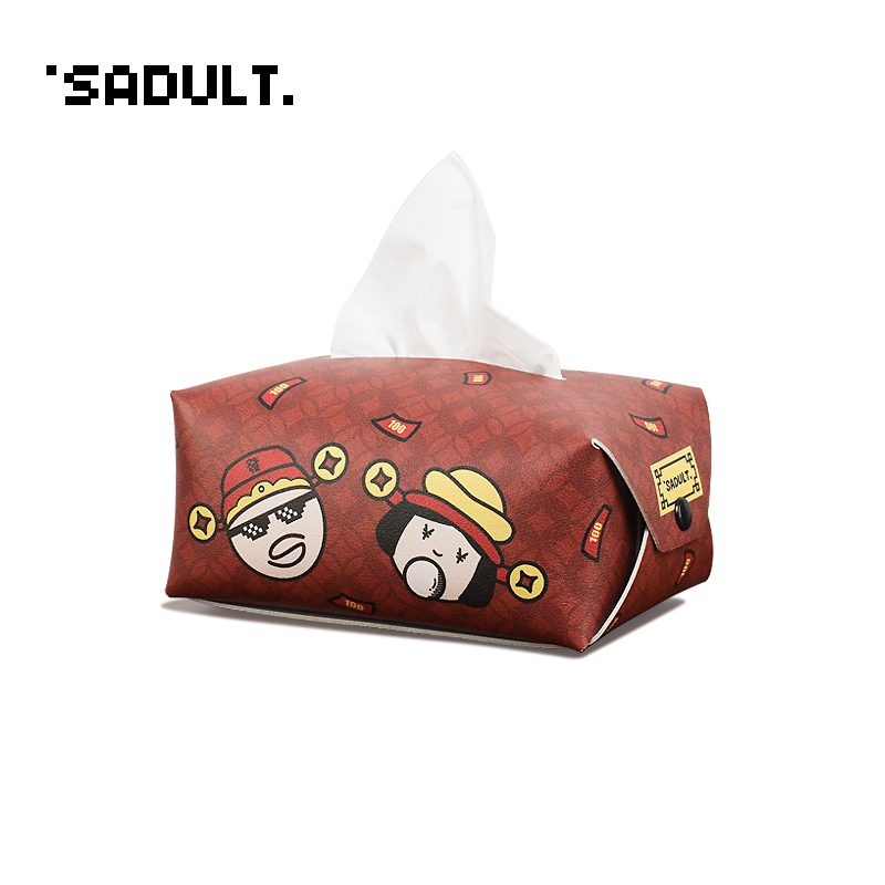 SADULT喜庆过节可爱皮革纸巾盒套