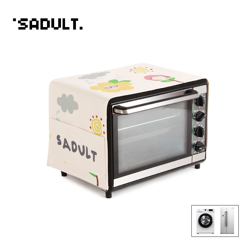 SADULT 귀여운 전자레인지 커버 싱글 및 더블 도어 냉장고 세탁기 커버 더스트 커버 면 및 린넨 유니버설