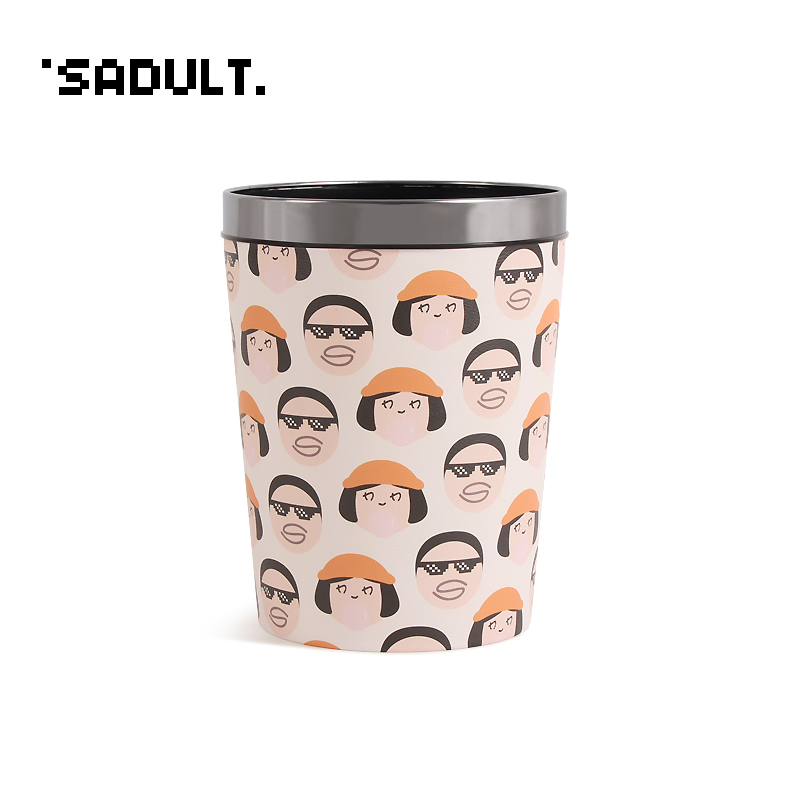 SADULT敞口皮质圆形带压圈垃圾桶