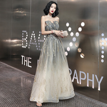 Evening dress women's 2019 new bra high quality air show host banquet queen dress