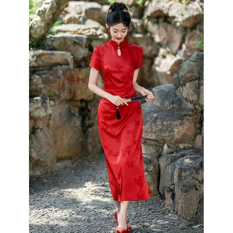 昭愿 新中式红色旗袍新娘敬酒服女2025新款结婚订婚礼服连衣裙
