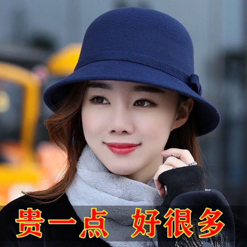 气质名媛帽子女网红秋款时尚冬款洋气冬天毛呢礼帽女士渔夫帽2026