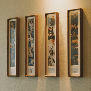 五月画馆长条实木三宫格相框七夕洗照片来图打印送情侣手工礼物