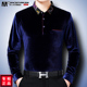 加绒长袖 男士 t恤口袋 新款 翻领中年POLO衫 中老年爸爸装 金丝绒秋季