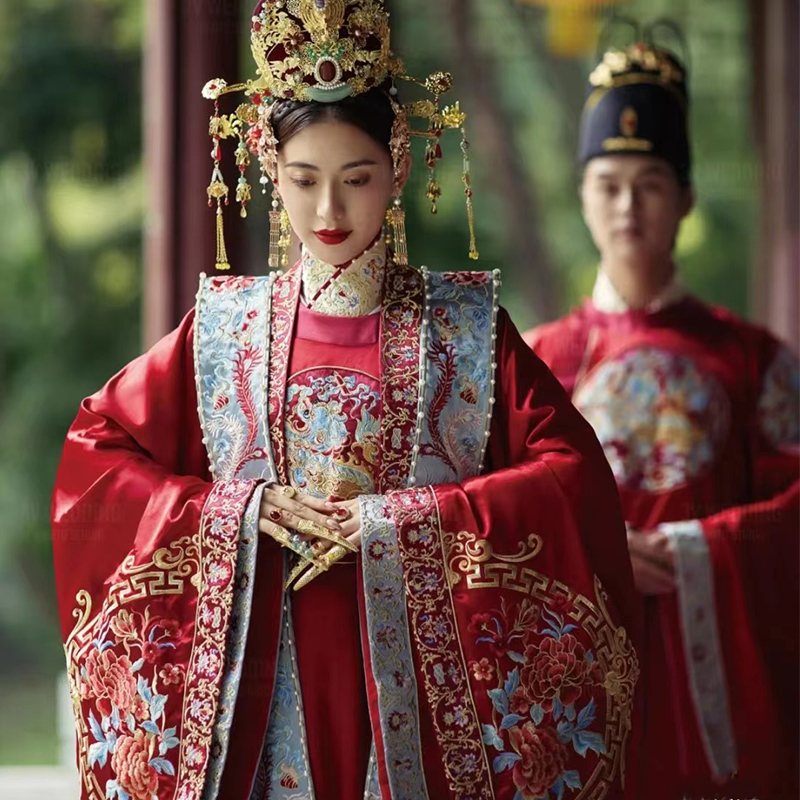 汉服婚服明制2021年新款凤冠霞帔男女套装全套中式中国风结婚礼服