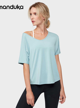 Manduka Enlight 女士弹力宽松下摆打结休闲短袖T恤衫瑜伽服