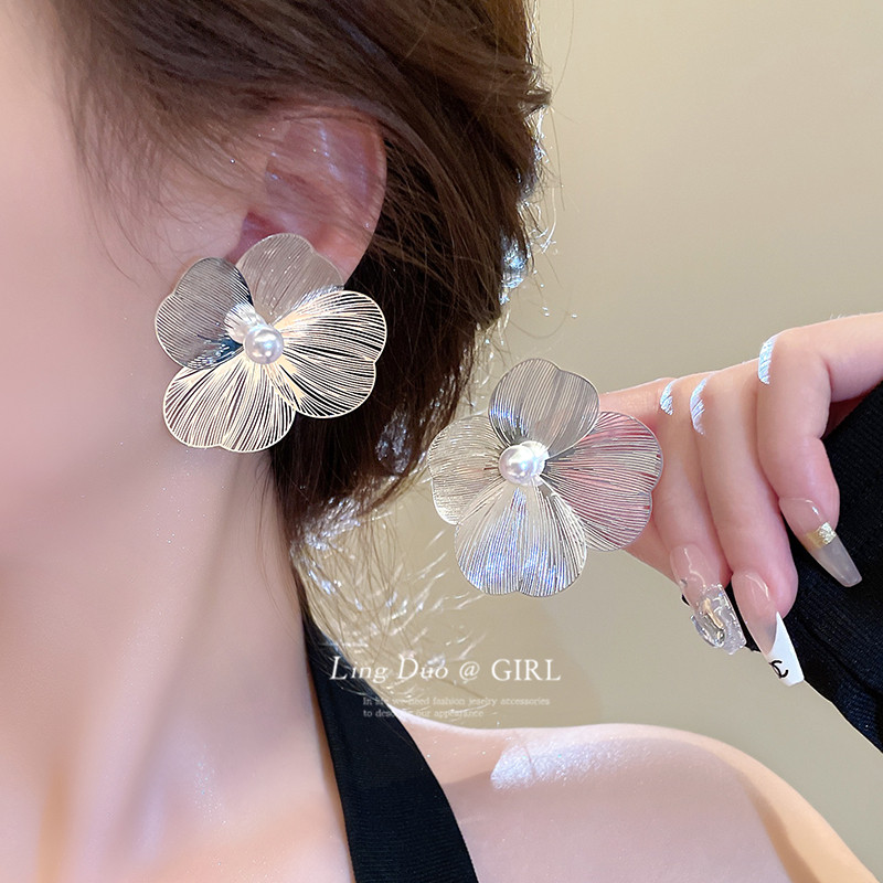 欧美合金女夸张大花朵耳环