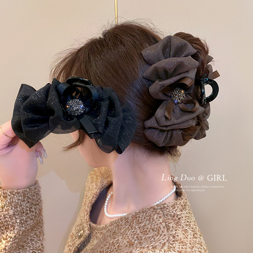 抓夹布艺日韩秋冬蝴蝶结发夹