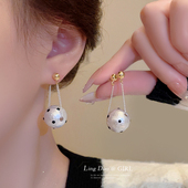 优雅波点棉花珍珠耳环气质轻奢耳钉设计感耳饰 法式 2026年新款 爆款