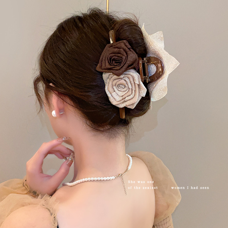 干枯玫瑰抓夹~花朵2025新款发夹女后脑勺鲨鱼夹新中式高级感发饰,饰品/流行首饰/时尚饰品新,发饰,淘宝优惠券,粉丝福利购,淘宝优惠卷