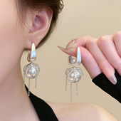 精致女主 法式 浪漫仿珍珠流苏耳钉女设计感高级耳环独特百搭耳饰