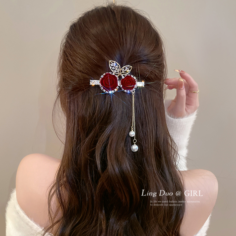 抓夹合金日韩轻奢丝绒发夹