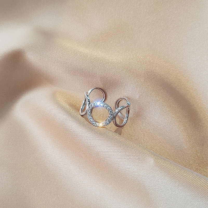 极速潮人简约几何圆n圈戒指个性镂空开口尾中指食指圆环介指环百