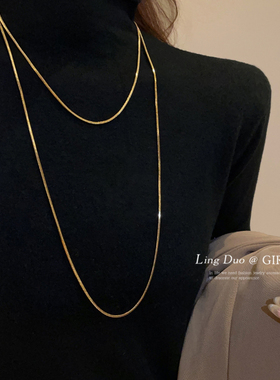 钛钢材质长款叠戴项链女