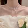 仿珍珠蝴蝶结项链女超仙短款choker颈链2026新款气质温柔锁骨链