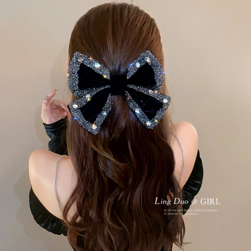 顶夹丝绒日韩高级感蝴蝶结发夹