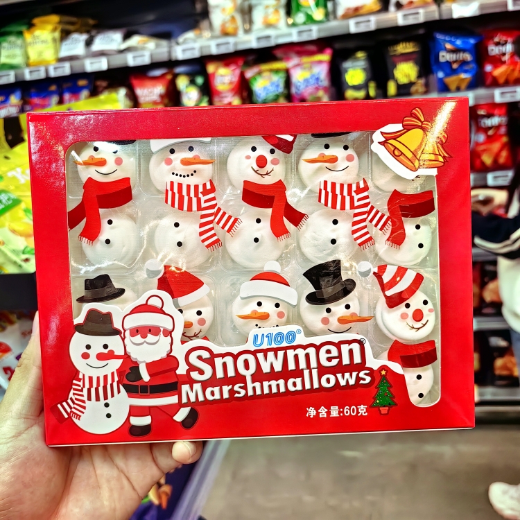 ole精品超市snowman sandwich U100雪人夹心棉花糖(草莓味)60克